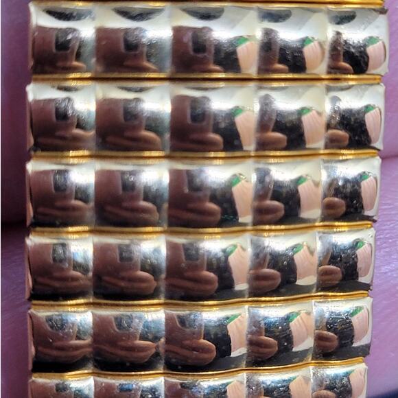 Luxe Vintage Joan Rivers Quilted Gold Dress Watch Accordion Glam Statement - Picture 5 of 7